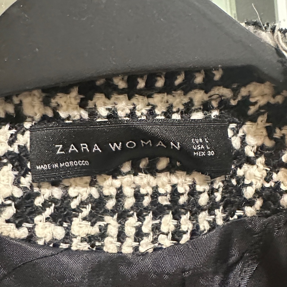 Zara Black & White Tweed Long Blazer Jacket - Picture 4 of 4